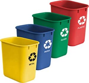 Acrimet Cubo de Basura, Basurero de Reciclaje con capacidad de 24 litros (Metal/Amarillo, Papel/Azul,